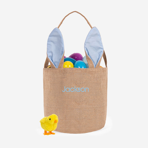 Monogrammed Bunny Easter Basket in Light Blue