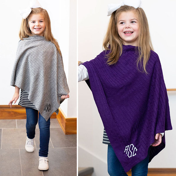 Monogrammed Girls Poncho Sweater - Marleylilly Kids