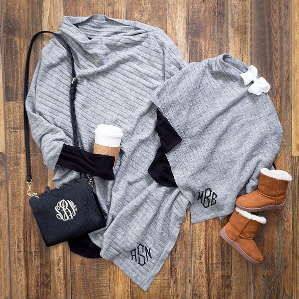 gray mom and me matching ponchos