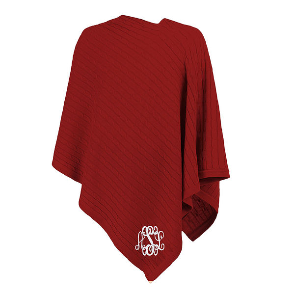 crimson monogrammed kids poncho