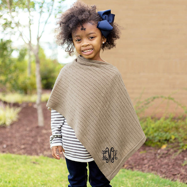 new camel monogrammed toddler poncho