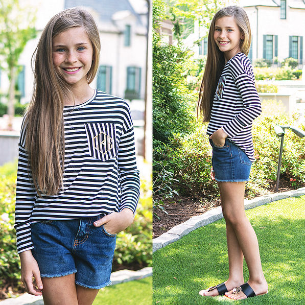 kids tunic shirt in black and white stripes