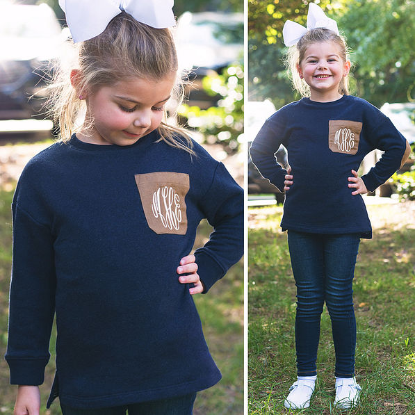 girl in preppy patch tunic