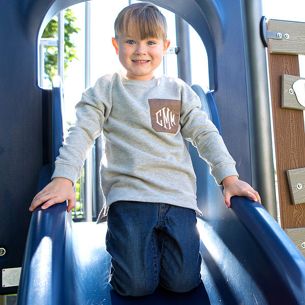 boys monogrammed gray preppy patch tunic