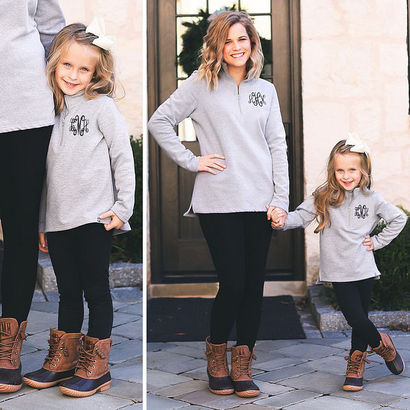 mom and me grey pullover sweatshirts