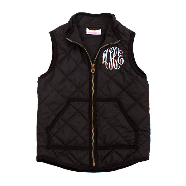 youth monogrammed quilted vest in in medium