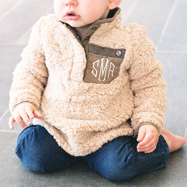 baby boy in cozy sherpa pullover