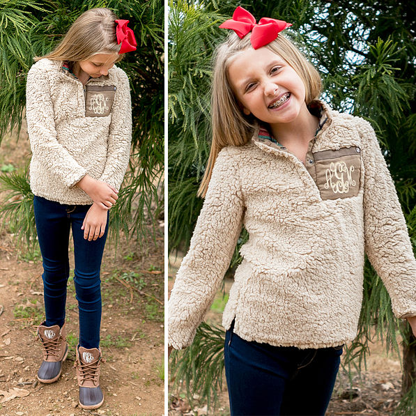 cute youth girl in sherpa pullover