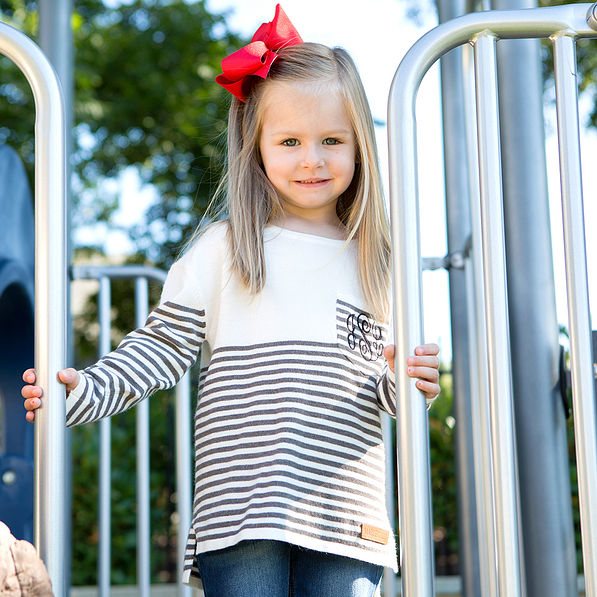 monogrammed toddler girls stripe sweater tunic