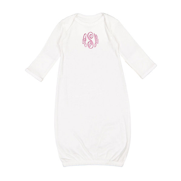 Personalized White Monogrammed Baby Gown