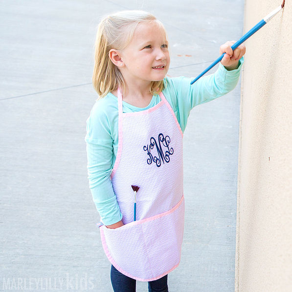 cute monogrammed pink art smock