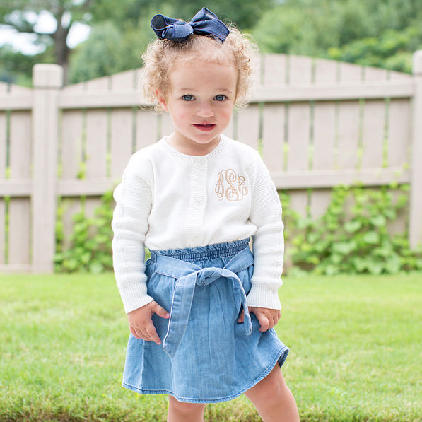 baby denim hair bow with denim outfit