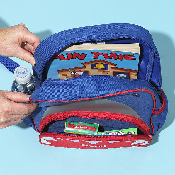 shark preschool backpack inside shot