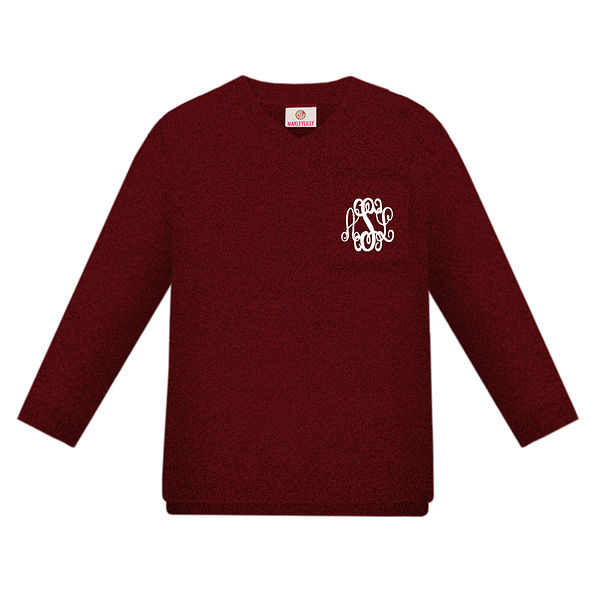 Monogrammed Kids Boyfriend Sweater burgundy