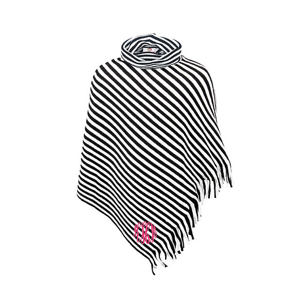 monogrammed toddler striped fringe turtleneck poncho