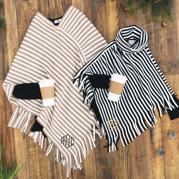 mom and me striped fringe ponchos