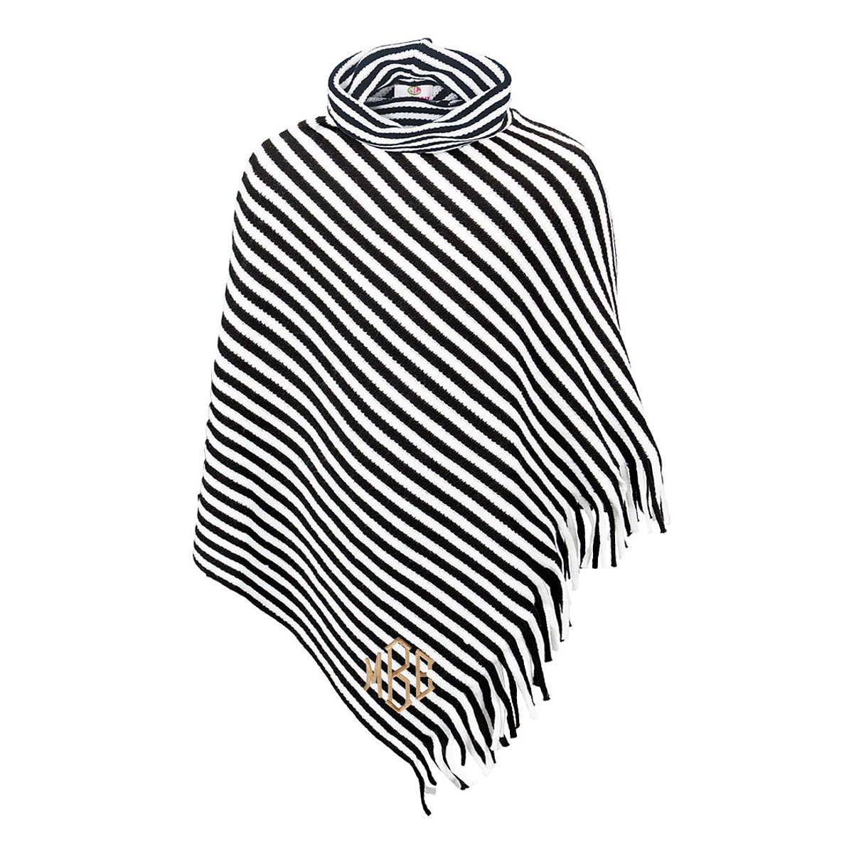 Personalized Girls Black and White Poncho