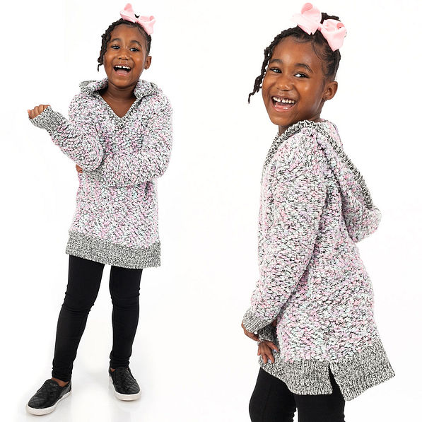 girl's colorful tunic with hood and leggings