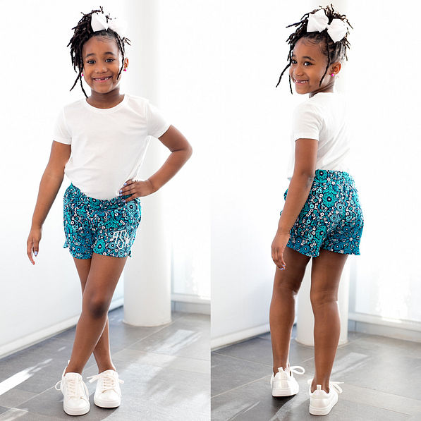 front and back of pull on shorts