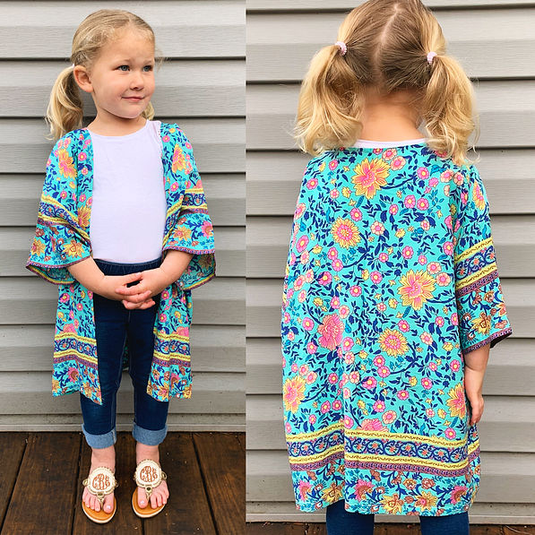 kids embroidered sandals outfit with duster