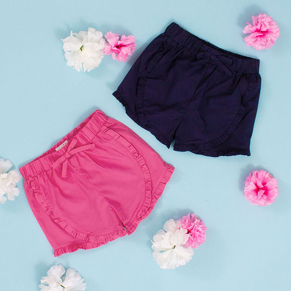 kids ruffle shorts with pink flowers