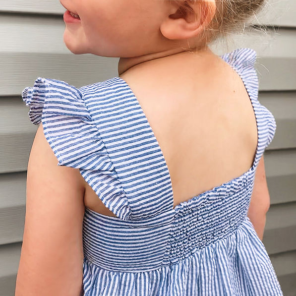 kids seersucker dress in navy