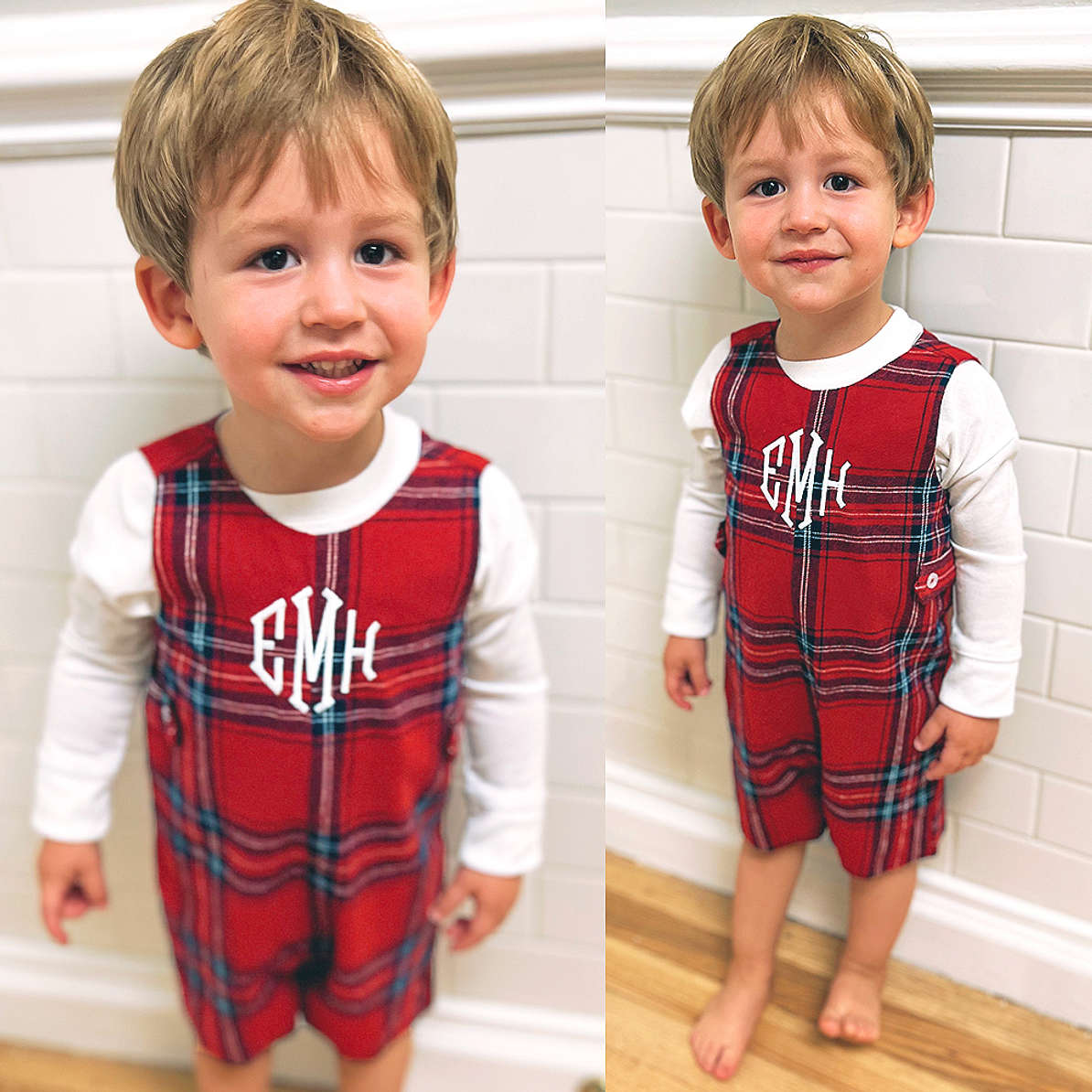 Bailey Boys Jon Jon Shortall with Tabs - Pigeon Plaid main image 1