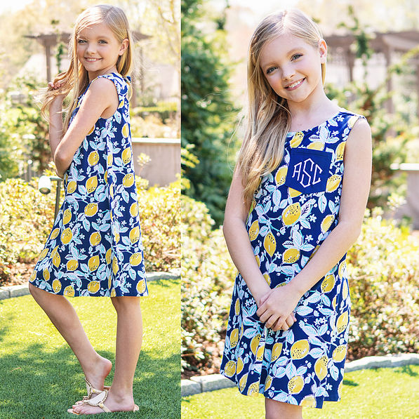 girls lemon dress front and side