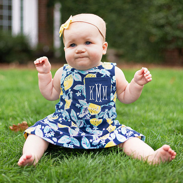 baby girls monogrammed lemon bow swing dress