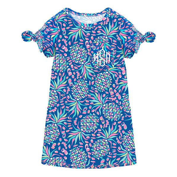monogrammed kids palm knit tie sleeve dress