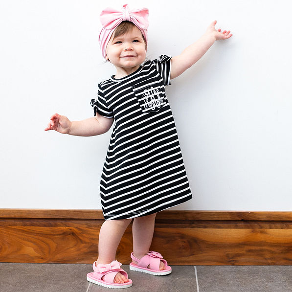 baby girls stripe tie sleeve dress