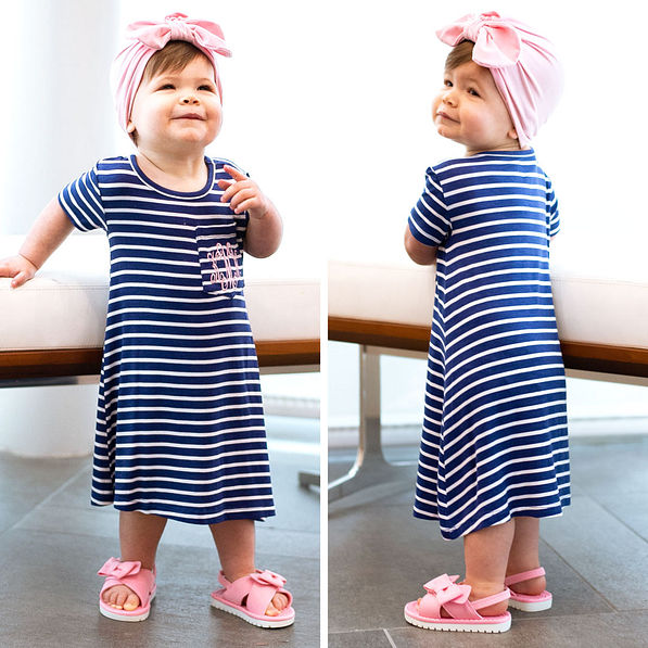 baby girls navy stripe boyfriend dress
