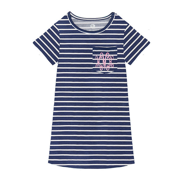 monogrammed kids stripe boyfriend dress