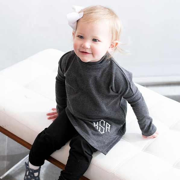 baby girls charcoal asymmetrical turtleneck
