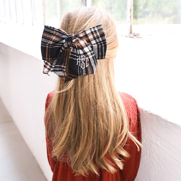 twilight autumn plaid girls hairbow in hair