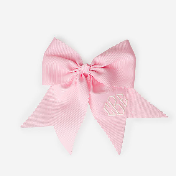 Monogrammed Girls Hair Bow in Light Pink