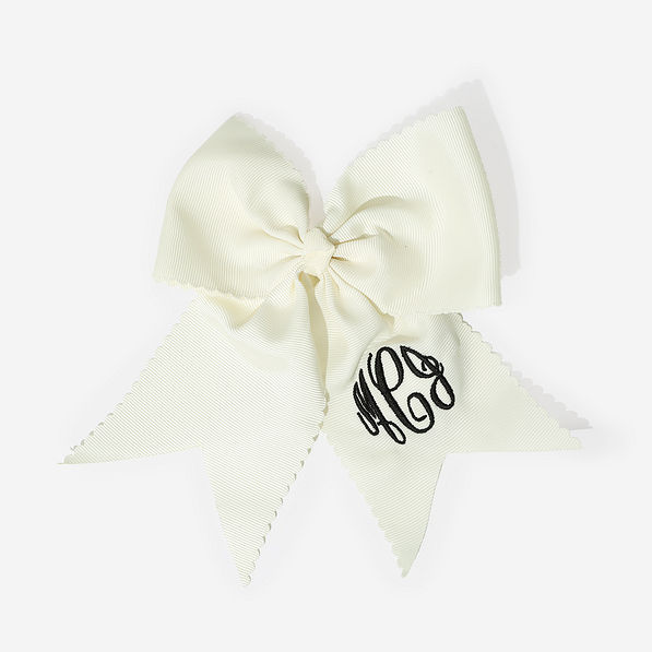 Monogrammed Girls Hair Bow in Ivory