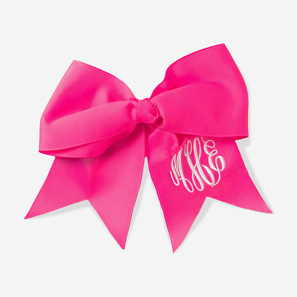 monogrammed girl's hair bow in hot pink 2026