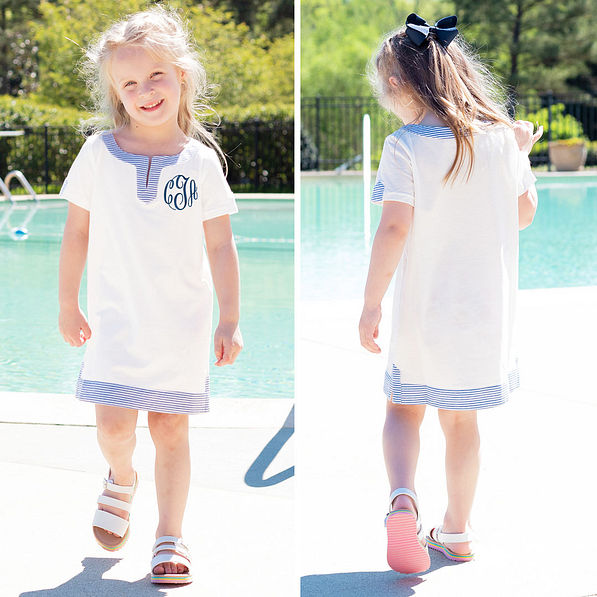 seersucker kids coverup at the pool