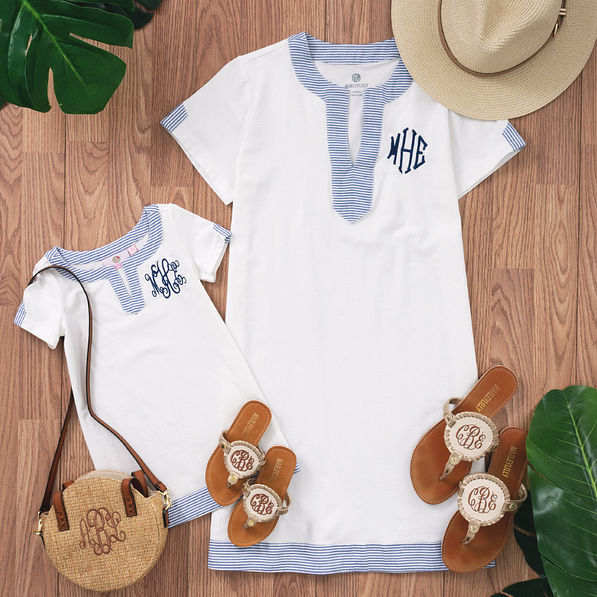 matching mom and baby seersucker swim cover ups