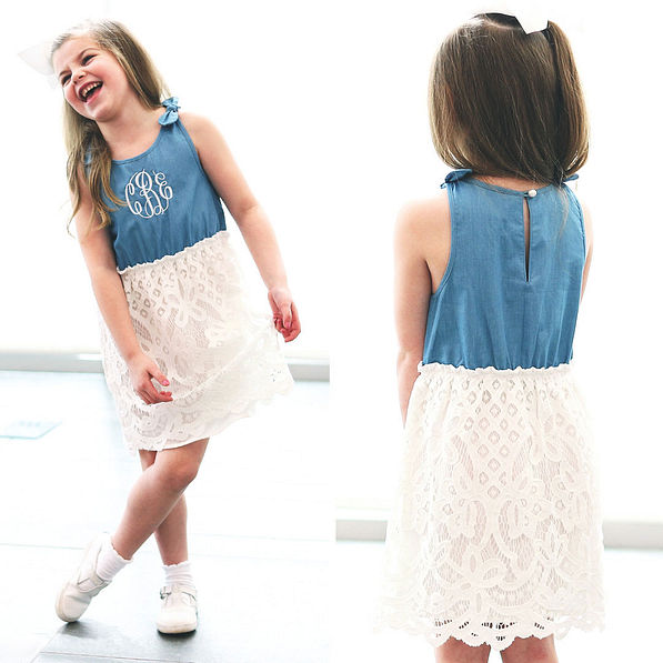cute kid's lace and denim dress