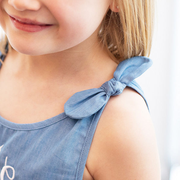 cute bow detail on chambray kids dress
