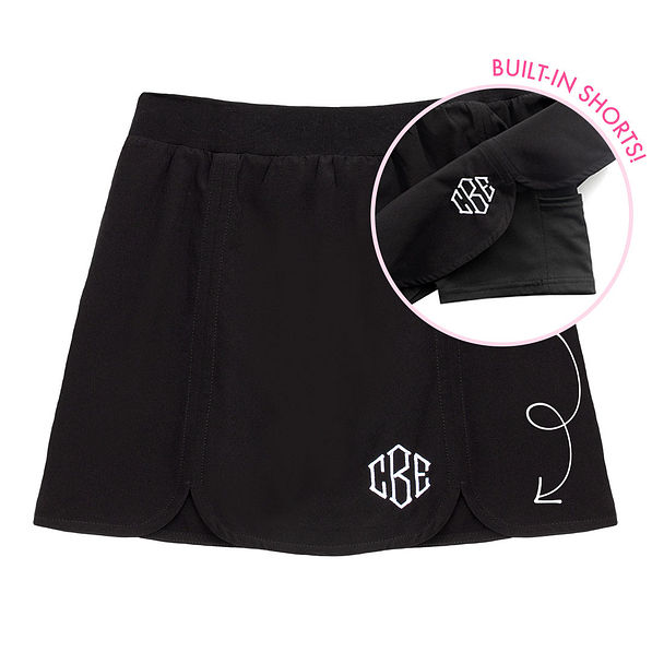 cute kids black monogrammed skort