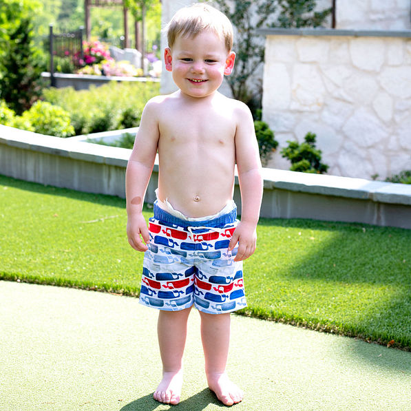 toddler boys whale swim trunks