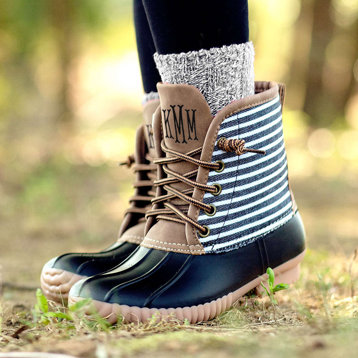 Kids Personalized Striped Duck Boots - Marleylilly Kids