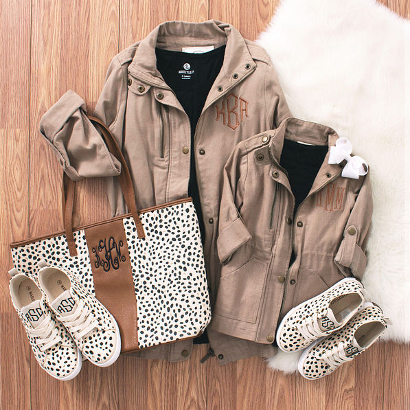 mom and me matching coats with leopard print