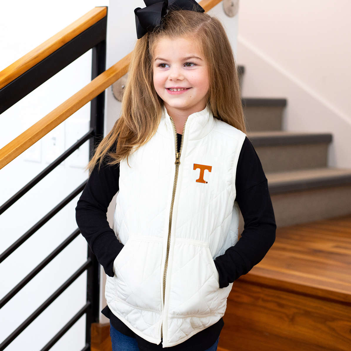 Tennessee Volunteers Kids Puffy Vest in Ivory Marleylilly