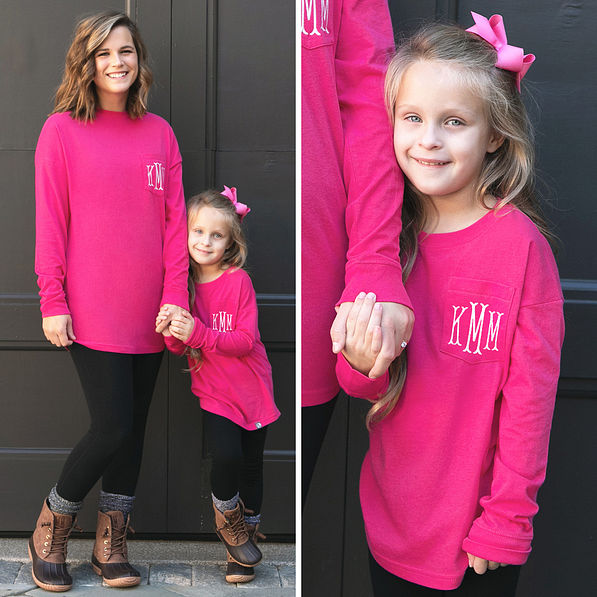 cute hot pink matching tops for mom and mini