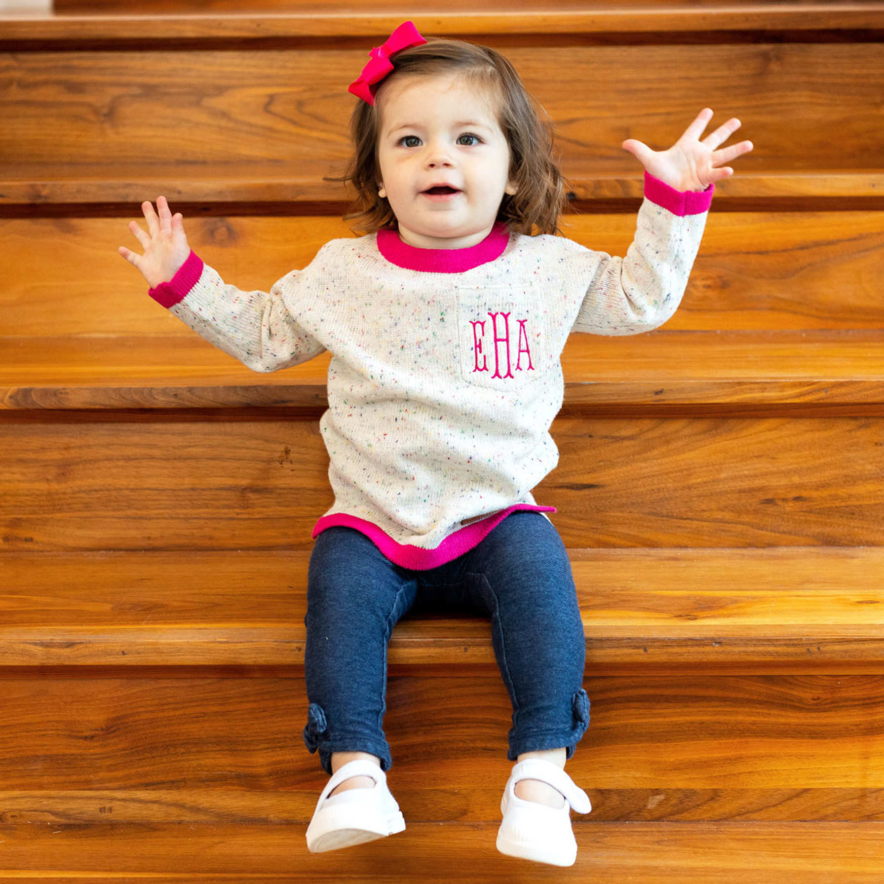 Personalized Pink and Cream Kids Sweater