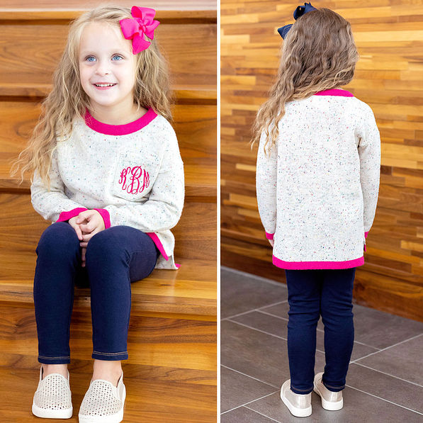 girls monogrammed confetti sweater